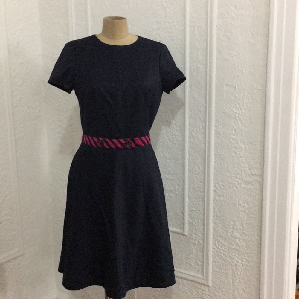 Brooks Brothers Dark Blue Dress with Belt